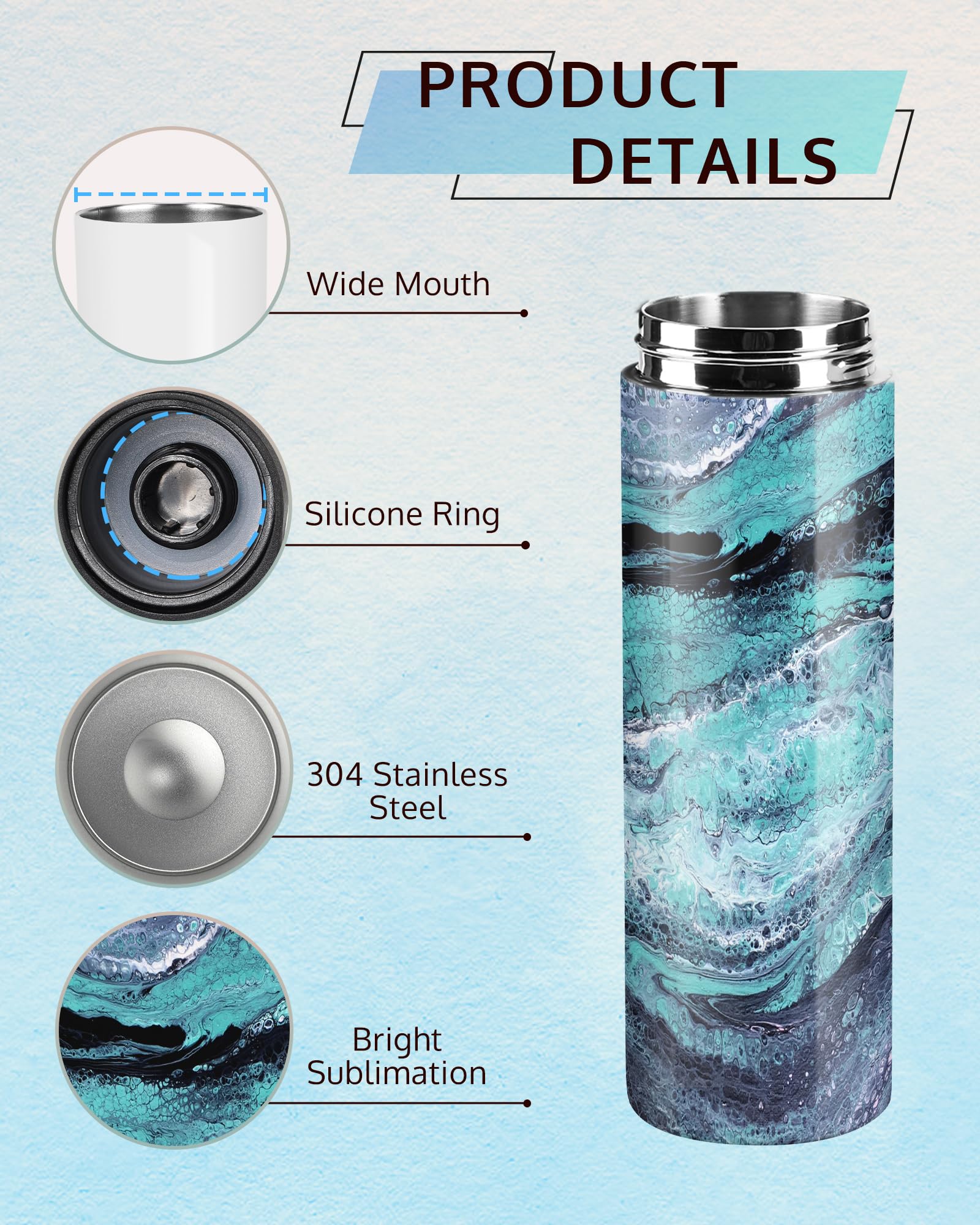 OFFNOVA Sublimations-Trinkflaschen-Rohlinge, 590 ml, Sublimationsbecher, Edelstahl, Sport-Wasserflaschen für Becher, Heißpresse, Sublimationsdruck