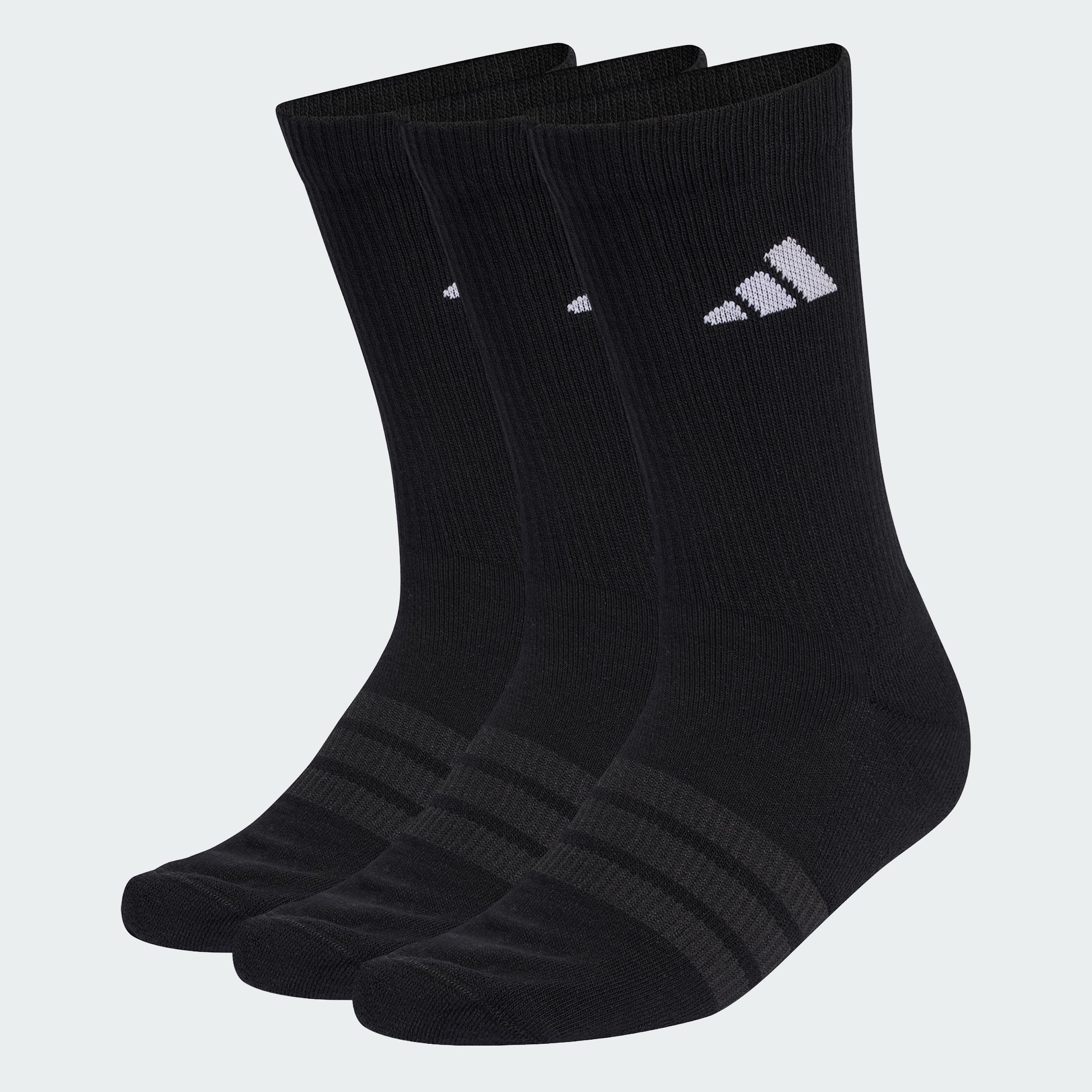 adidas Unisex CUSHIONED SPORTSWEAR CREW SOCKS 3 PAIR PACK, black/black/white, 42-45