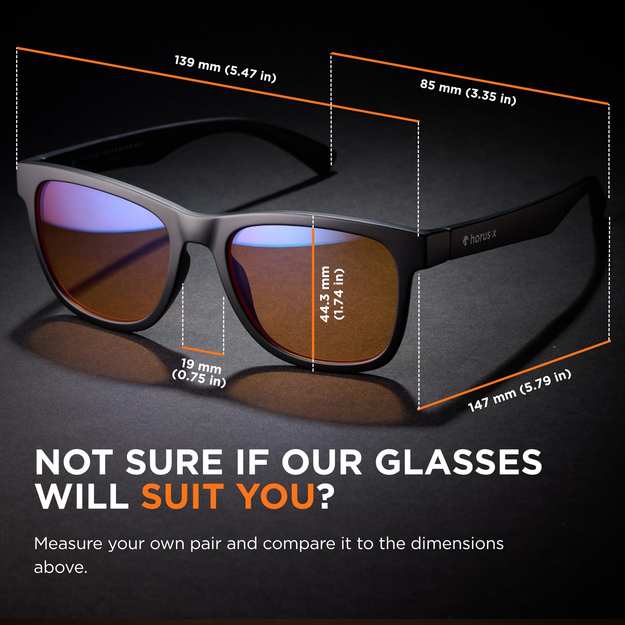 Horus X - Gogle do gier | Okulary antyniebieskie światło dla mężczyzn i kobiet do ekranu | Przeciw zmęczeniu i migrenom oczu | Amber Stay Homer Glasses