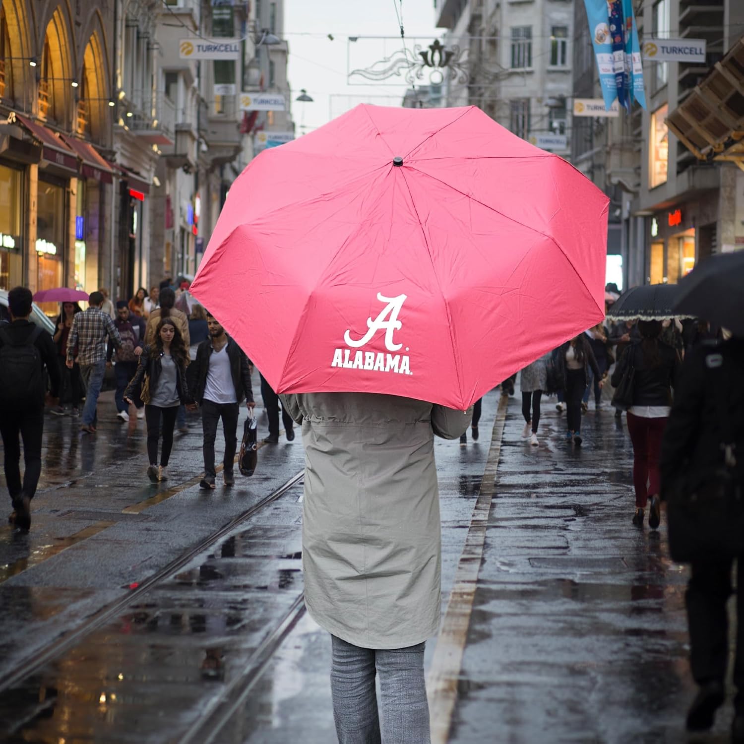 Storm Duds Mini Compact Storm Umbrella - NCAA Logo 42” Coverage, Folds to 11 Inches- Swivel Clip on Handle - Water, Wind & Rust Resistant, and Flexible Frame