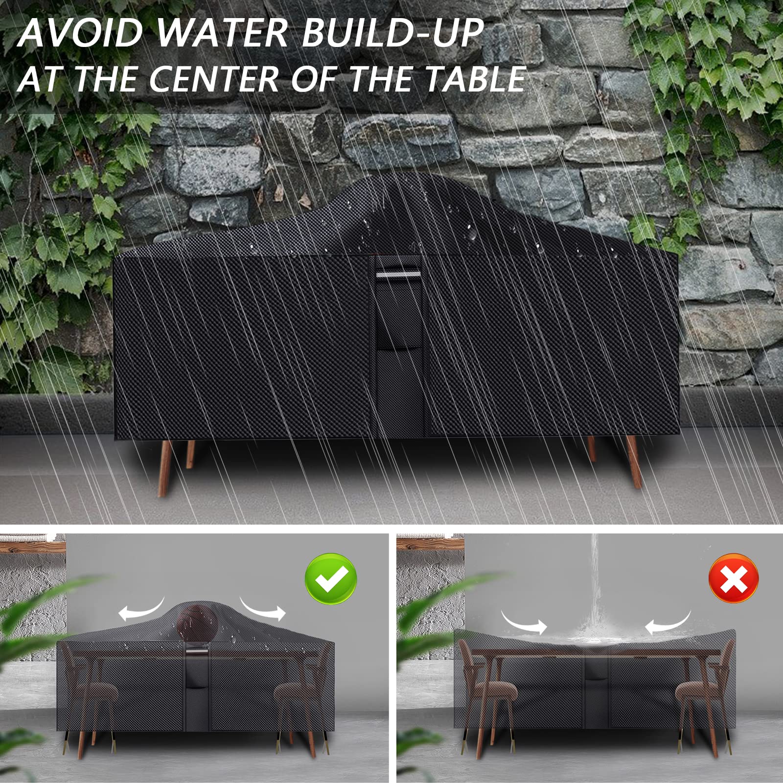RICHIE Fundas Impermeables Para Muebles De Jardín, Cubierta De Patio Al Aire Libre, 242 X 162 X 100 Cm, Para Cubierta De Revestimiento De PVC Oxford 600D, Gris (DHGFC242-GY