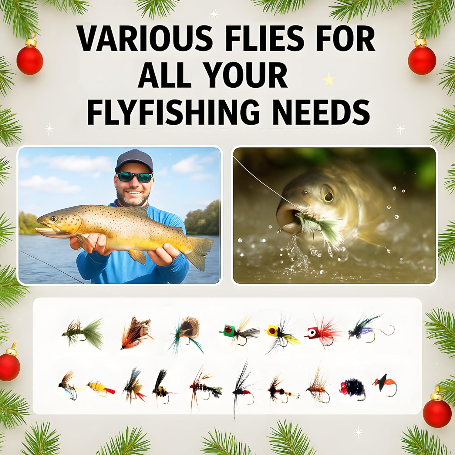 Fly Fishing Advent Calendar 2025 for Men, 24 Days of Fishing Lure Advent Calendar with 24 Individually Boxed Hand-Tied Flies, Fish Christmas Countdown Calendar Gift for Adult Anglers Teens (Classic Green)