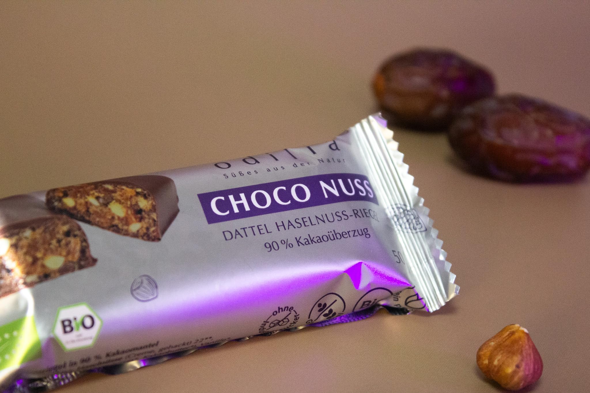Odilia | Choko-Nuss | Bio Dattel Haselnussriegel | Veganer Energie-Snack mit Kakao | 100% natürliche Zutaten – Erhältlich