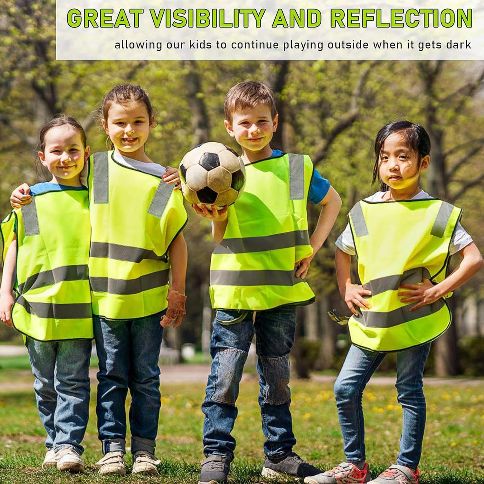 Chaleco Reflectante para Niños 10 Piezas De Ropa De Tráfico | Chaleco de Alta Visibilidad Para Senderismo Al Aire Libre, Andar En Bicicleta, Esquiar, Acampar Y Carreteras Nocturnas