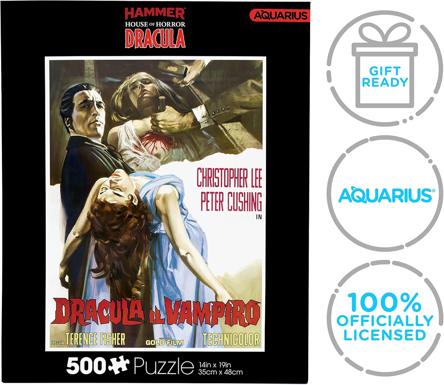 AQUARIUS Hammer Dracula (500 Piece Jigsaw Puzzle) - Glare Free - Precision Fit - Officially Licensed Hammer Merchandise & Collectibles - 14 x 19 Inches