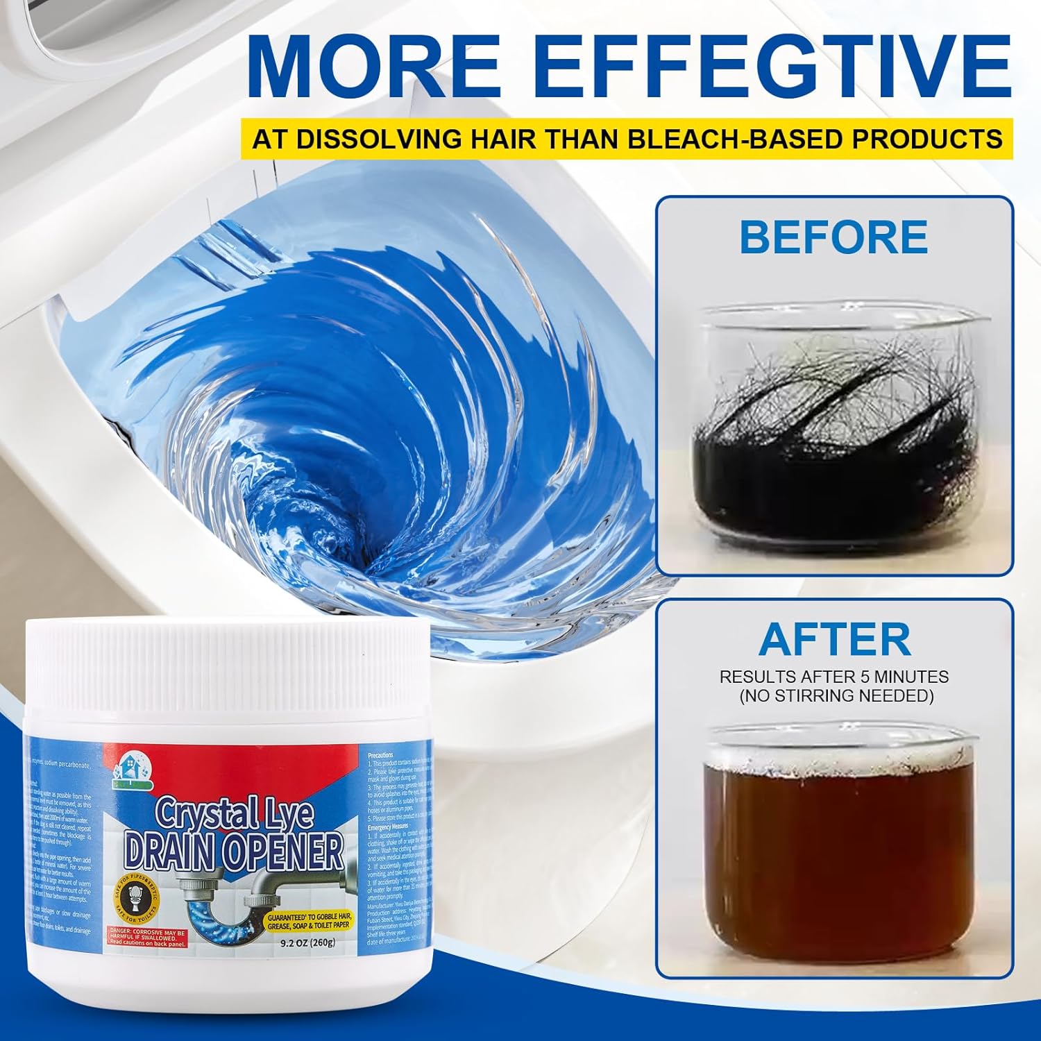 BELL BIRD Drain Opener,Powerful Unclogging,Crystal lye, Sodium hydroxide, Unclog drains, Bathroom sinks, Kitchen sinks, Shower pipes (3 PSC, Gram, 780) - Image 5