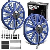 Vista 43 de DNA Motoring Ventilador de radiador delgado de refrigeración eléctrica de alto rendimiento de 10 pulgadas con kit de montaje, azul, RAF-10-BL+FMK