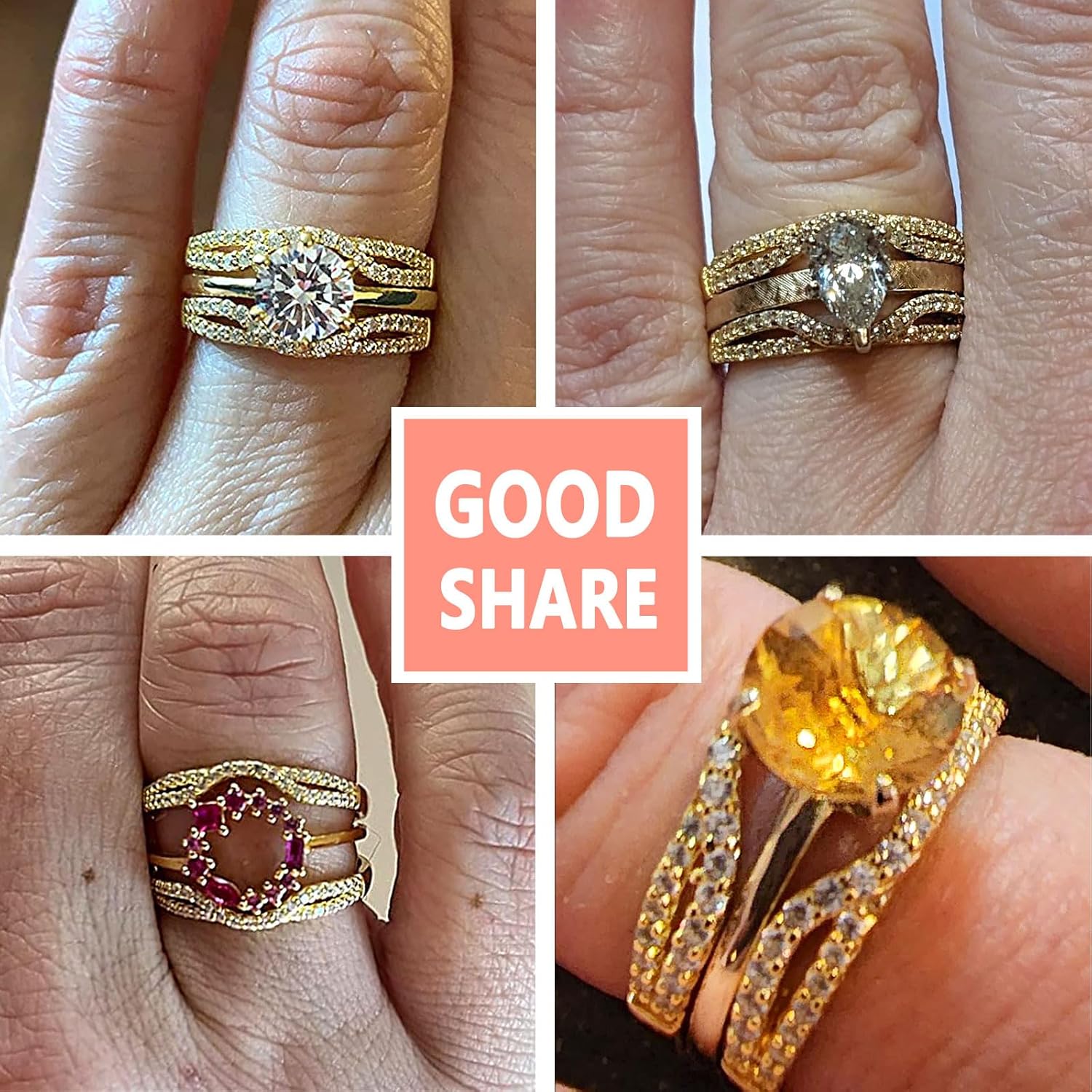 SHELOVES Womens 925 Sterling Silver Engagement Ring Enhancer Round White AAAAA CZ Infinity Wrap Guard Rings Sz 4-13 - Image 3