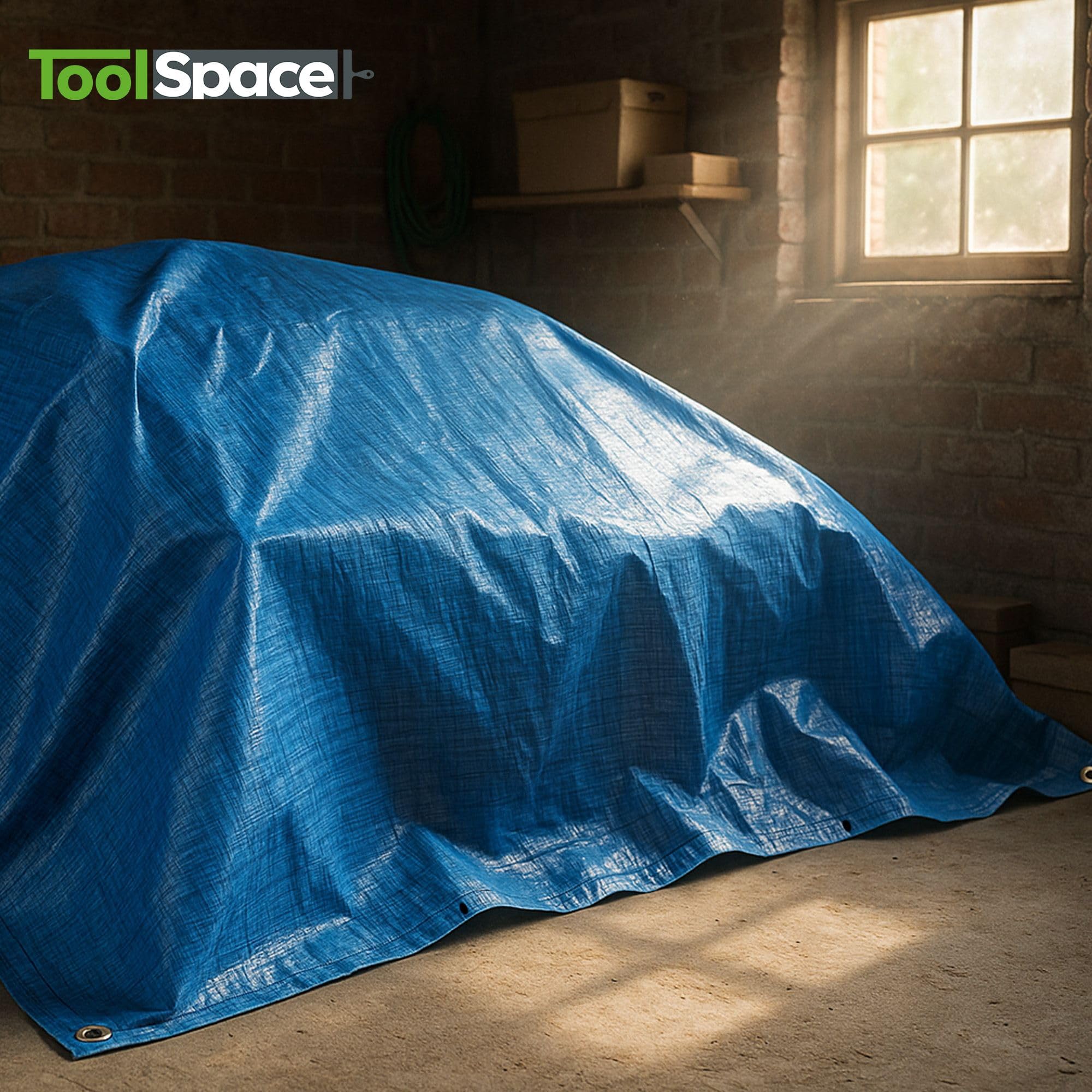 ToolSpace Telone in tessuto 10x15 m | Blu 50g/m² | Impermeabile | Telo per barca, legno, costruzione, campeggio