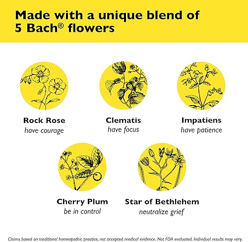 Miniatura 5 de Bach - Perlas de rescate sabor natural a vainilla naranja alivio del estrés natural esencia floral homeopática disolución rápida sin gluten ni