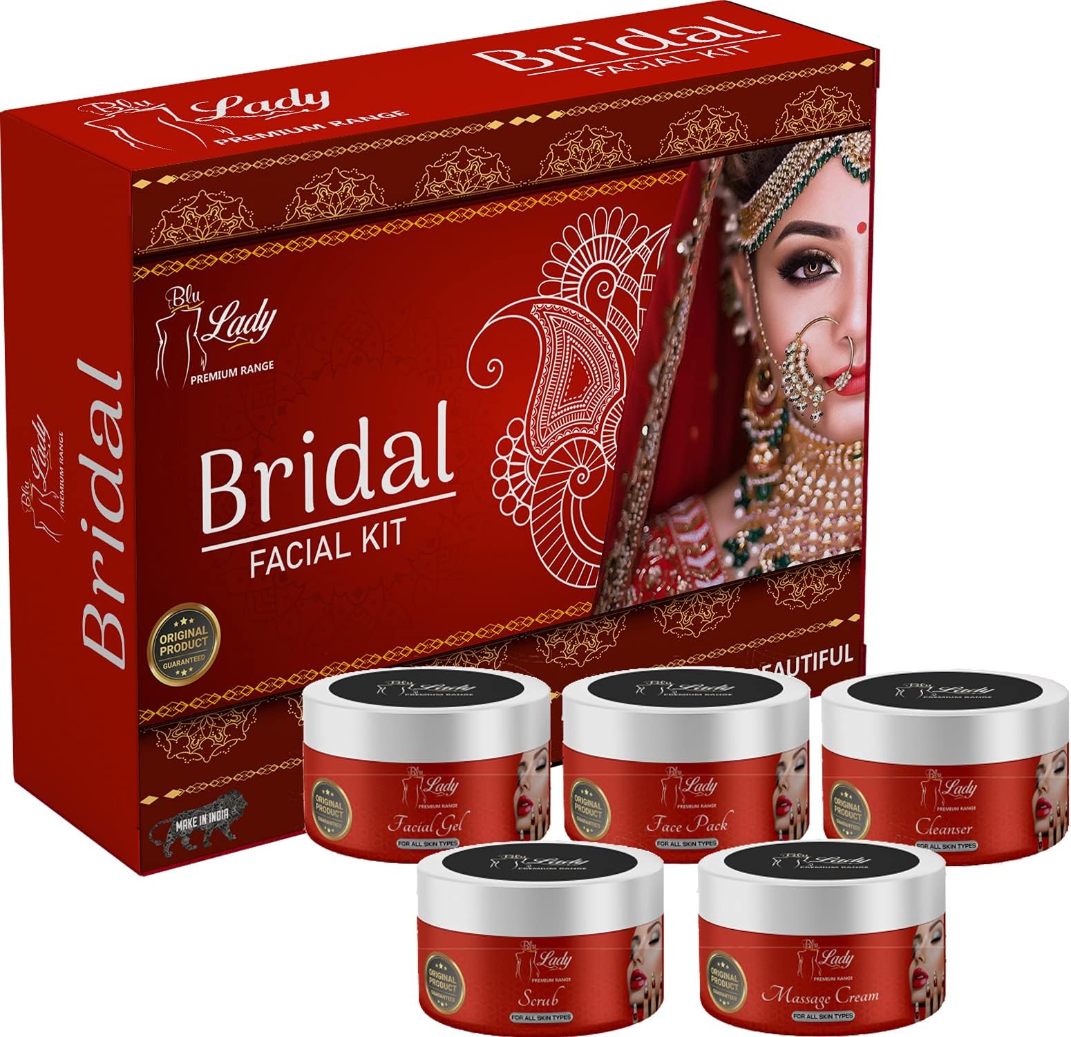 Professional Bridal Skin Whitening Facial Kit, Beauty Bridal Diamond Instant Glow Ever in India, All Type Skin Fairness (Set of 5) 275 G (bridal)