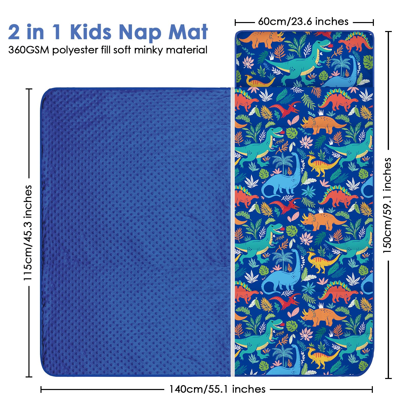 Slaapzak voor kinderen met dubbele ritssluiting, zacht warm, opvouwbare kinderslaapzak met afneembaar kussen voor meisjes en jongens, gemakkelijk schoon te maken, slaapzak voor outdoor en indoor