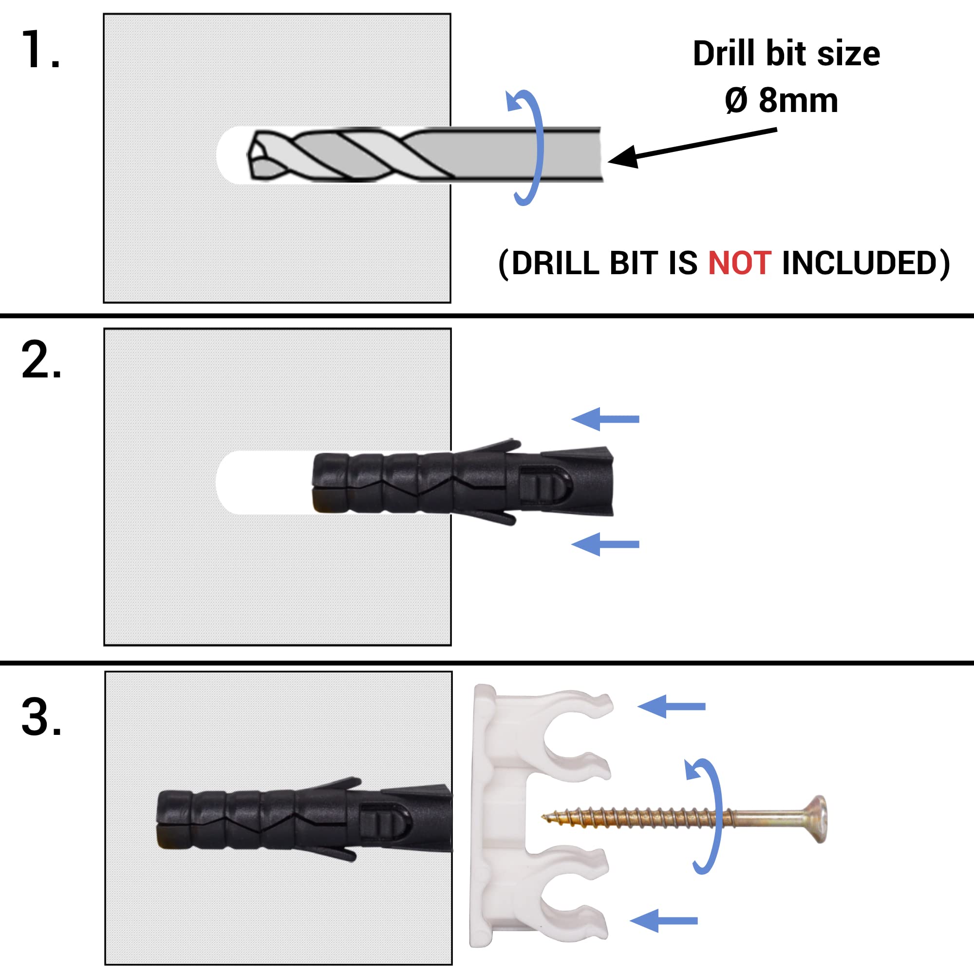 SKIR'CO (20 pcs) Double Pipe Clips, Plastic Clamps for 10 mm Pipes, U Type Pipe Clamp, Tubing White Clips, Hose Hangers - Image 4