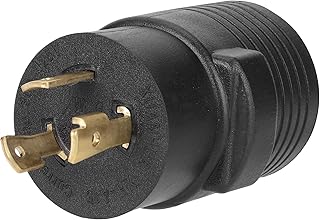30A Male/50A Female RV Generator Adapter 30 Amp 3-Prong Male Plug to 50 Amp Female RV Power Cord Plug Electrical Adapter, 125V/3750W(3-Prong to Tesla- Straight)