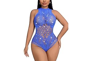 Sparkling Rhinestone Mesh Bodysuit: Unleash Your Inner Goddess