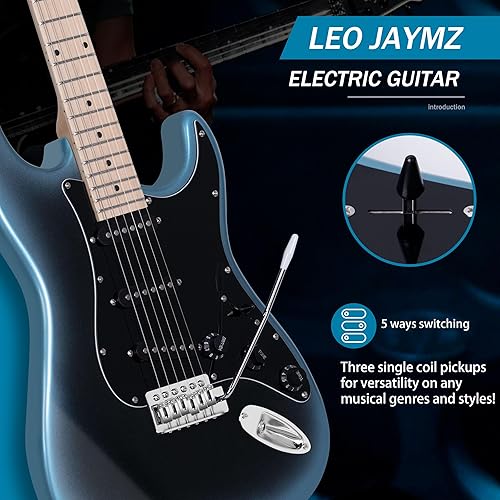 Miniatura 3 de Leo Jaymz ST - Guitarra eléctrica de tamaño completo para principiantes