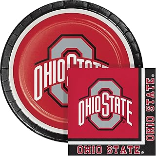 Trendware Ohio State University Paper Plate and Napkin Party Kit, Serves 16