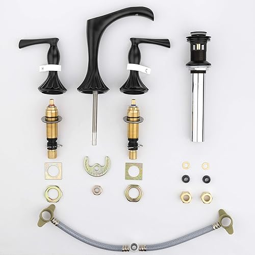 Miniatura 9 de Pfister LG49-RH1B Rhen - Grifo de lavabo de baño con cascada, 8 pulgadas, negro mate