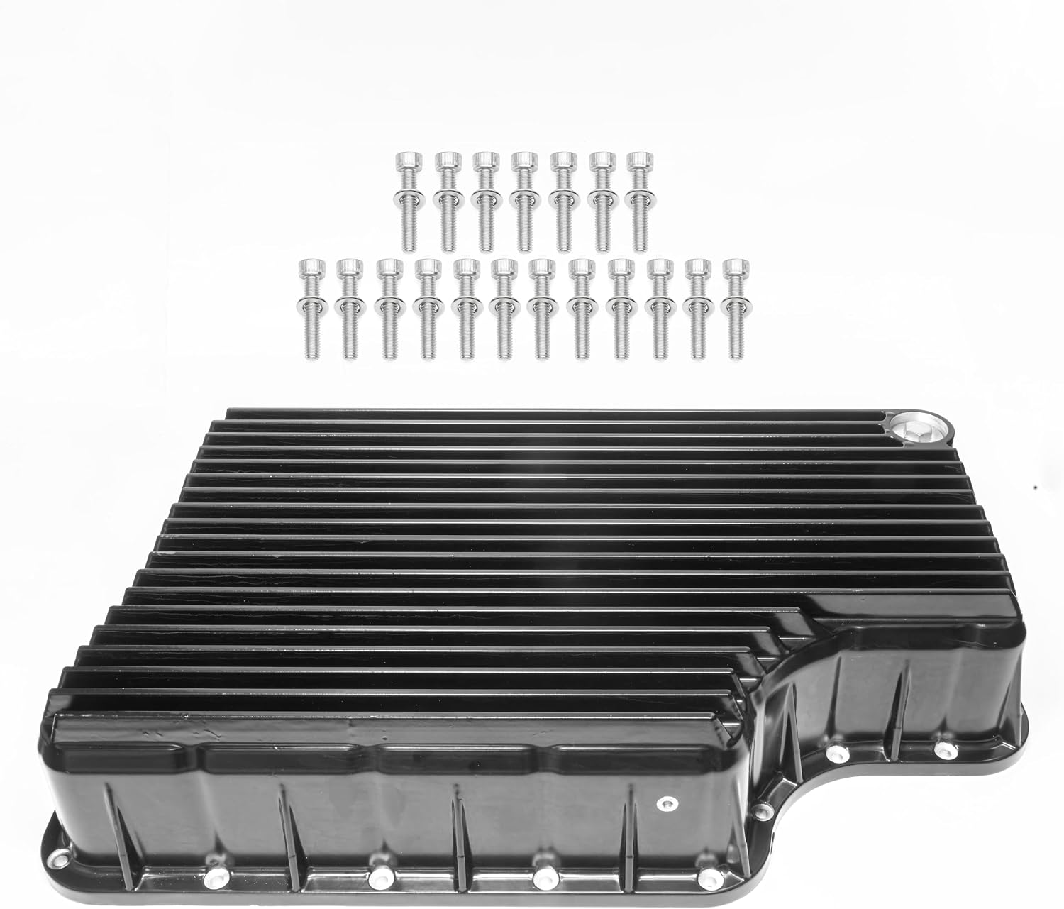 328052020 Heavy Duty 6R140 Transmission Deep Pan, Cast Aluminum Black Compatible with Ford F250 F350 F450 F550 2011-2019 6.7L, Increased Fluid Capacity Cooling Upgrade