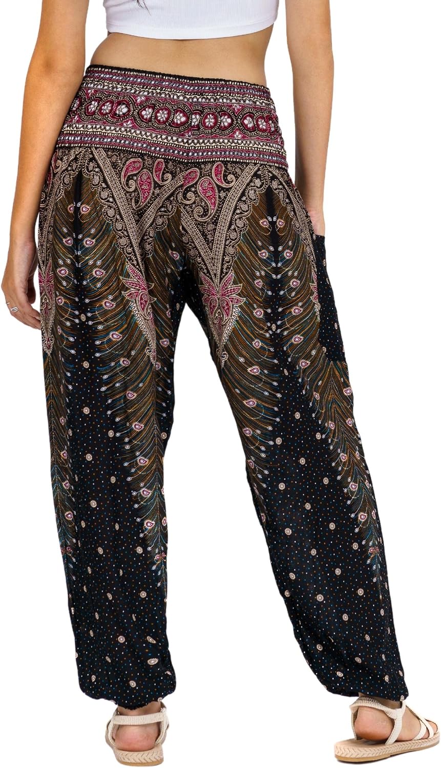 LOFBAZ Harem Yoga Pants for Women S-4XL Hippie Boho PJs Lounge Beach Print Plus image 2