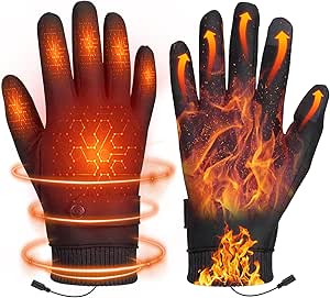 Anpress USB Heated Gloves for Men Women Full Finger Electric Heated Gloves Hand Warmers Waterproof Windproof Thermal Heating Mittens Warm Winter Gloves for Cycling Driving Skiing, 3 Levels Temperature