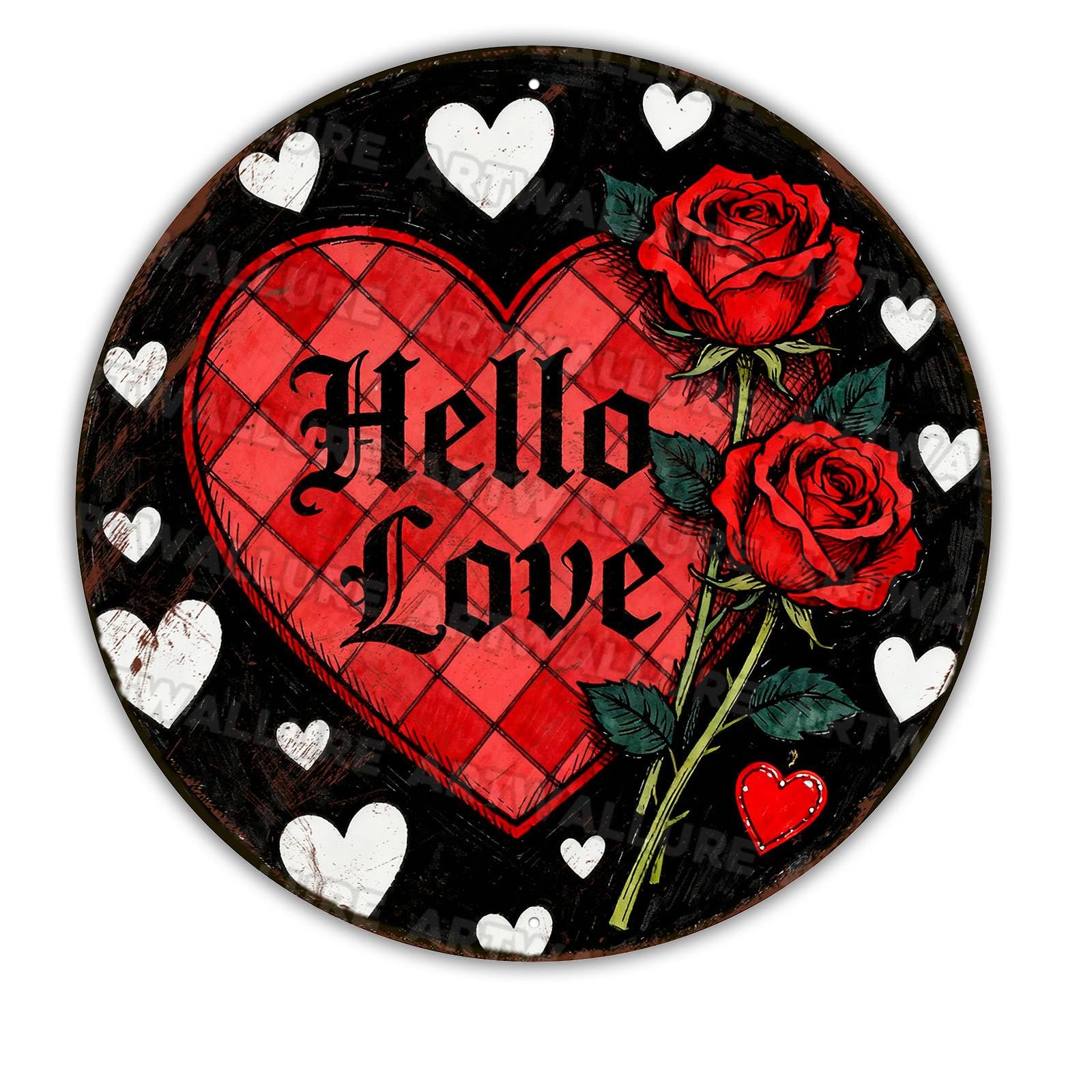 Valentine Wreath Metal Sign Heart Design Love Theme Aluminum Sign For Wreath Making Rustic Farmhouse Home Decor Romantic Gift 12x12Inch