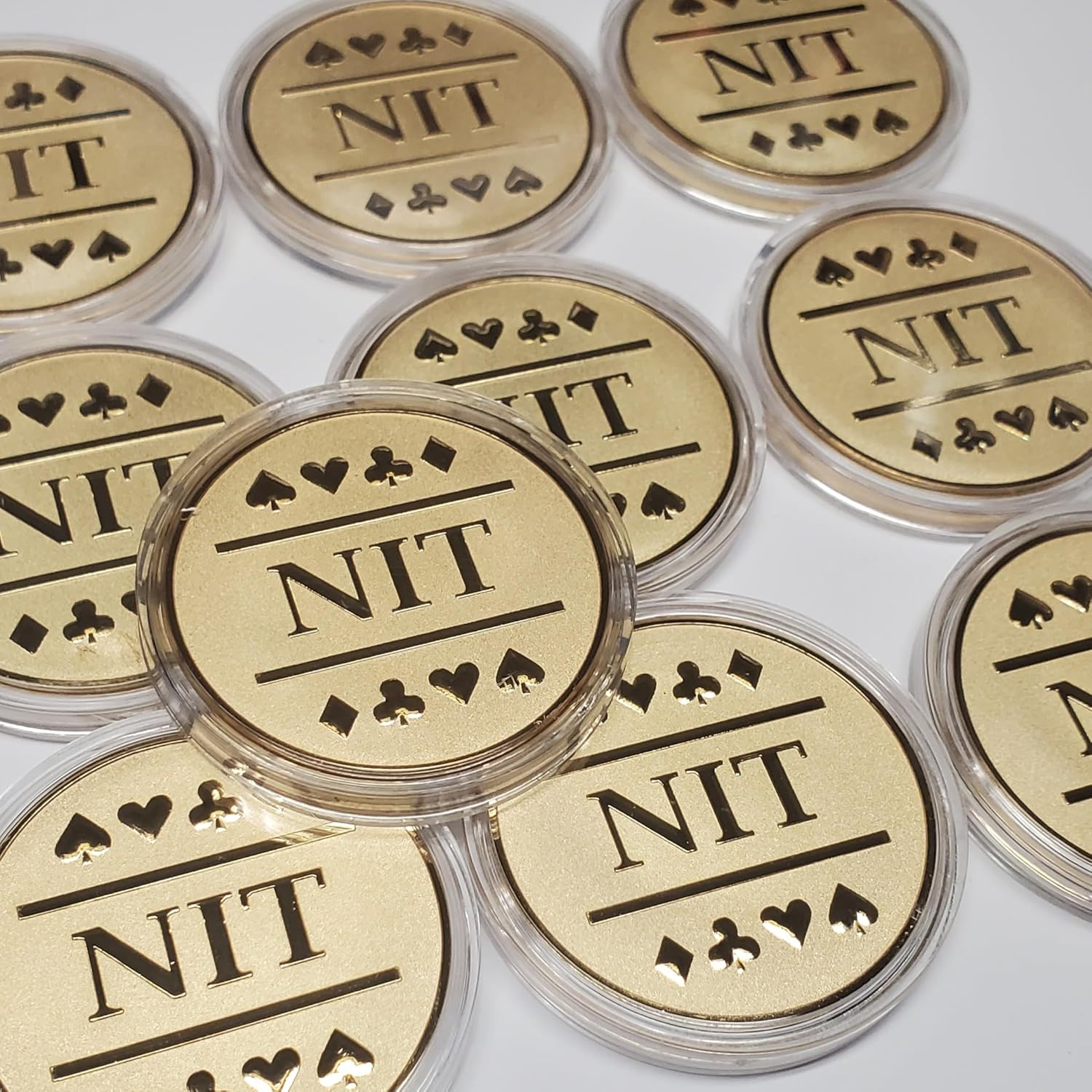 10x Gold Clad Metal NIT Game Poker Chips: A Fun Dangerous Addition to Your Texas Hold'em or Omaha Card Game