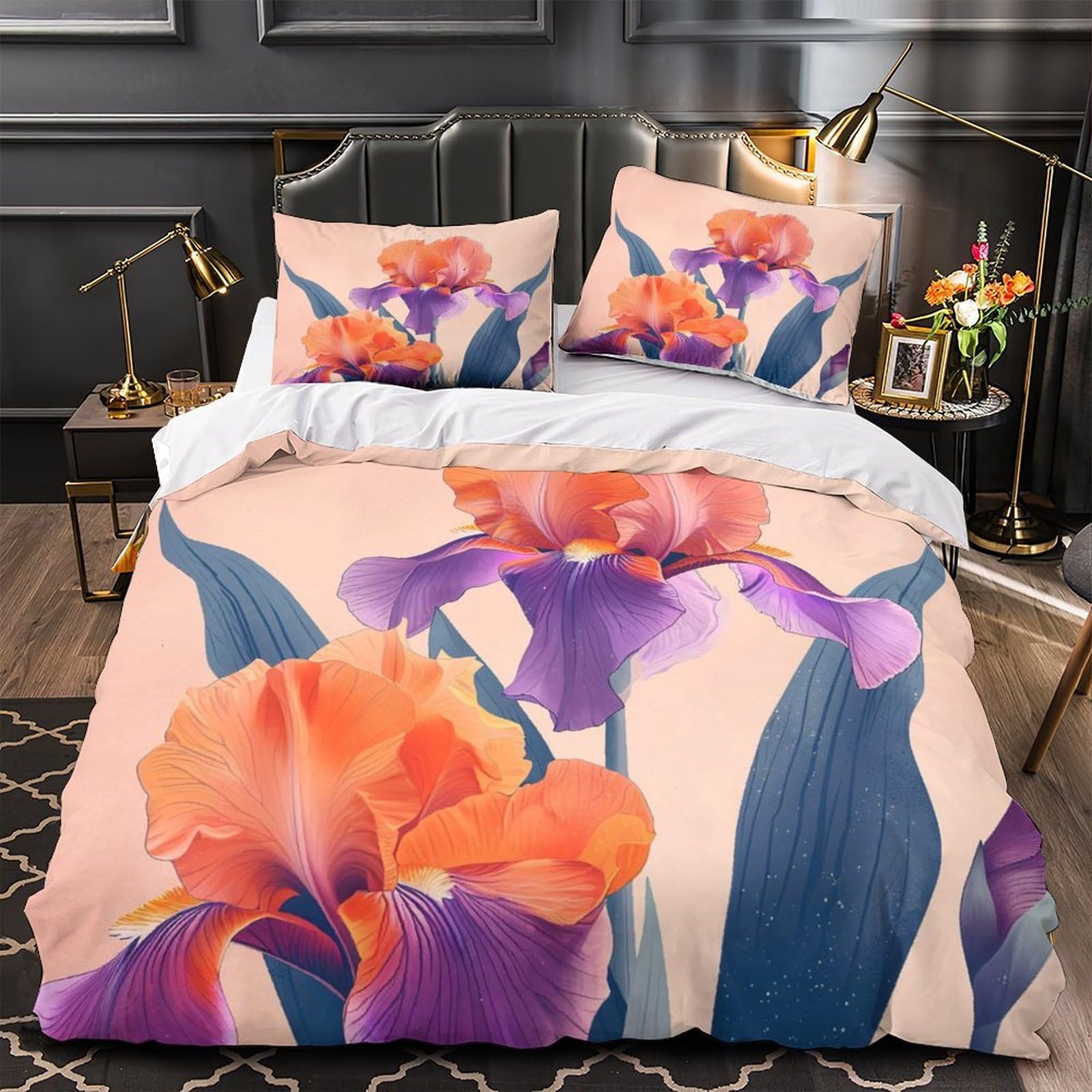 Parure de lit 200x200 fleurs d'orchidées housse couette 3D