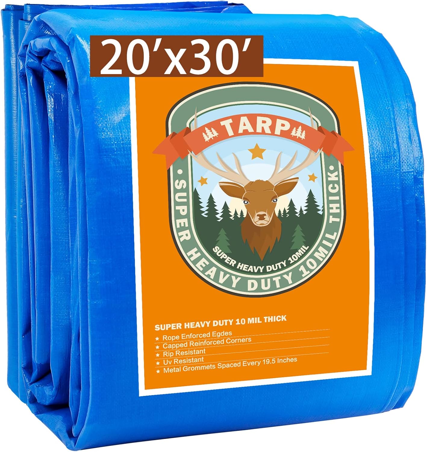 Large Tarps Heavy Duty Waterproof 20x30, Blue Tarp, Waterproof Plastic