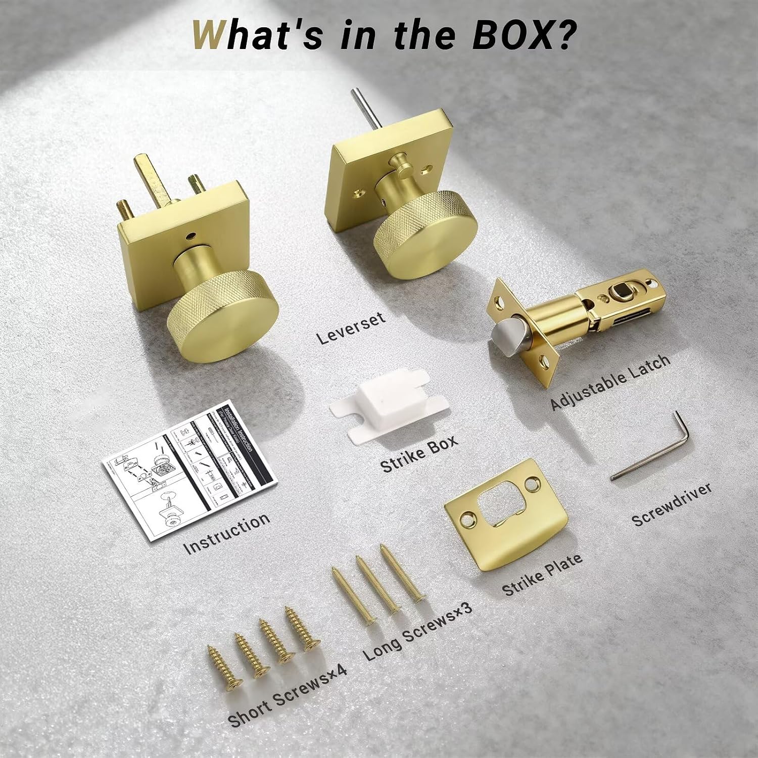 Knobonly 10 Pack Gold Door Knobs for Bedroom and Bathroom, Privacy Door knobs Interior with Lock, Square Door Knobs Brass Door Handles Zinc Alloy