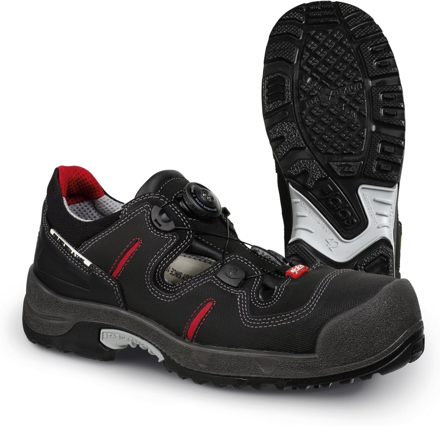 Ejendals 1708-40 Size 40"Jalas 1708 Zenit Easyroll" Safety Sandals - Black/Grey/Red