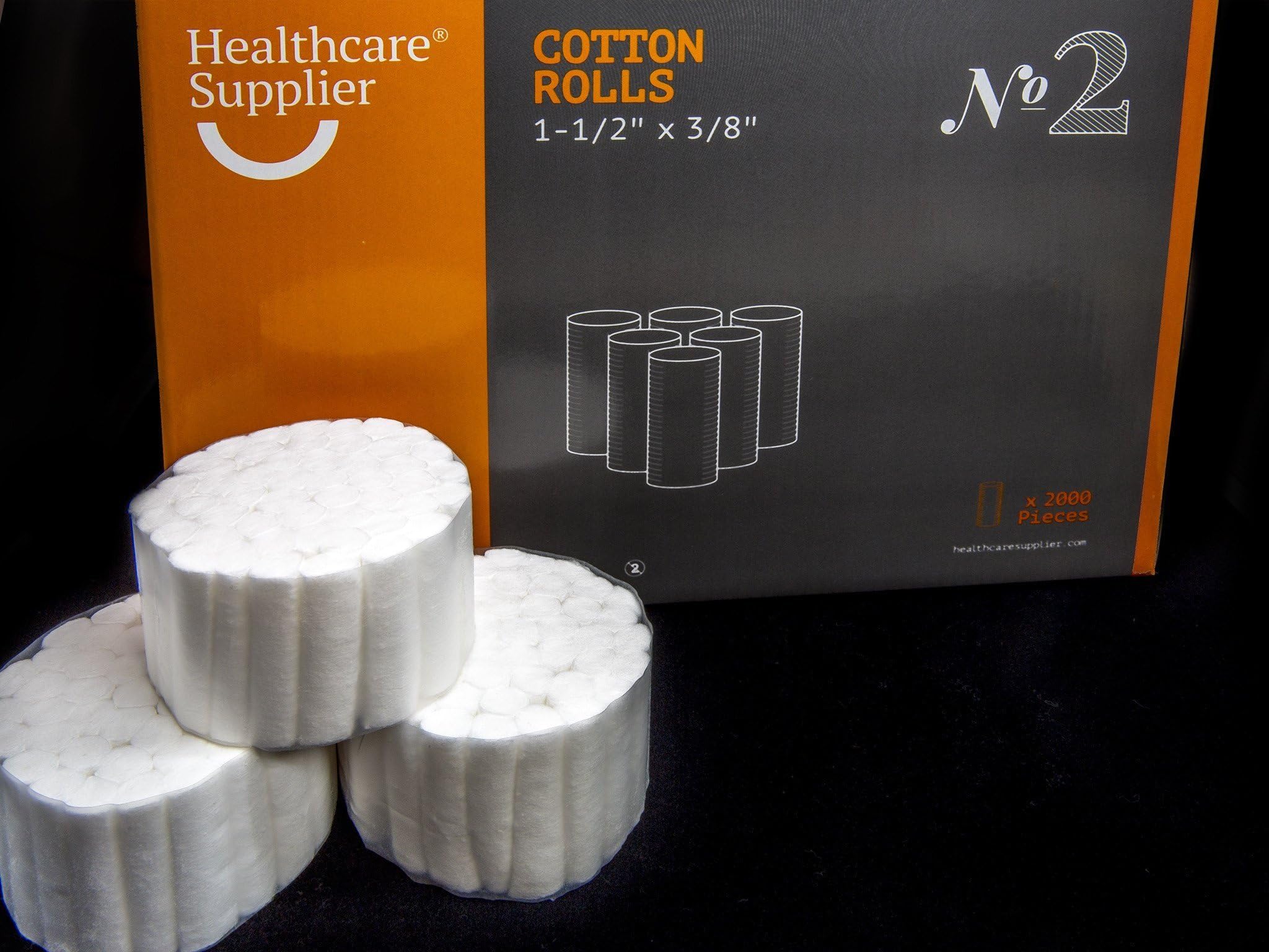 HEALTHCARE SUPPLIER Cotton Dental Rolls Size 2 (2000 Count) Professional Dental Supplies