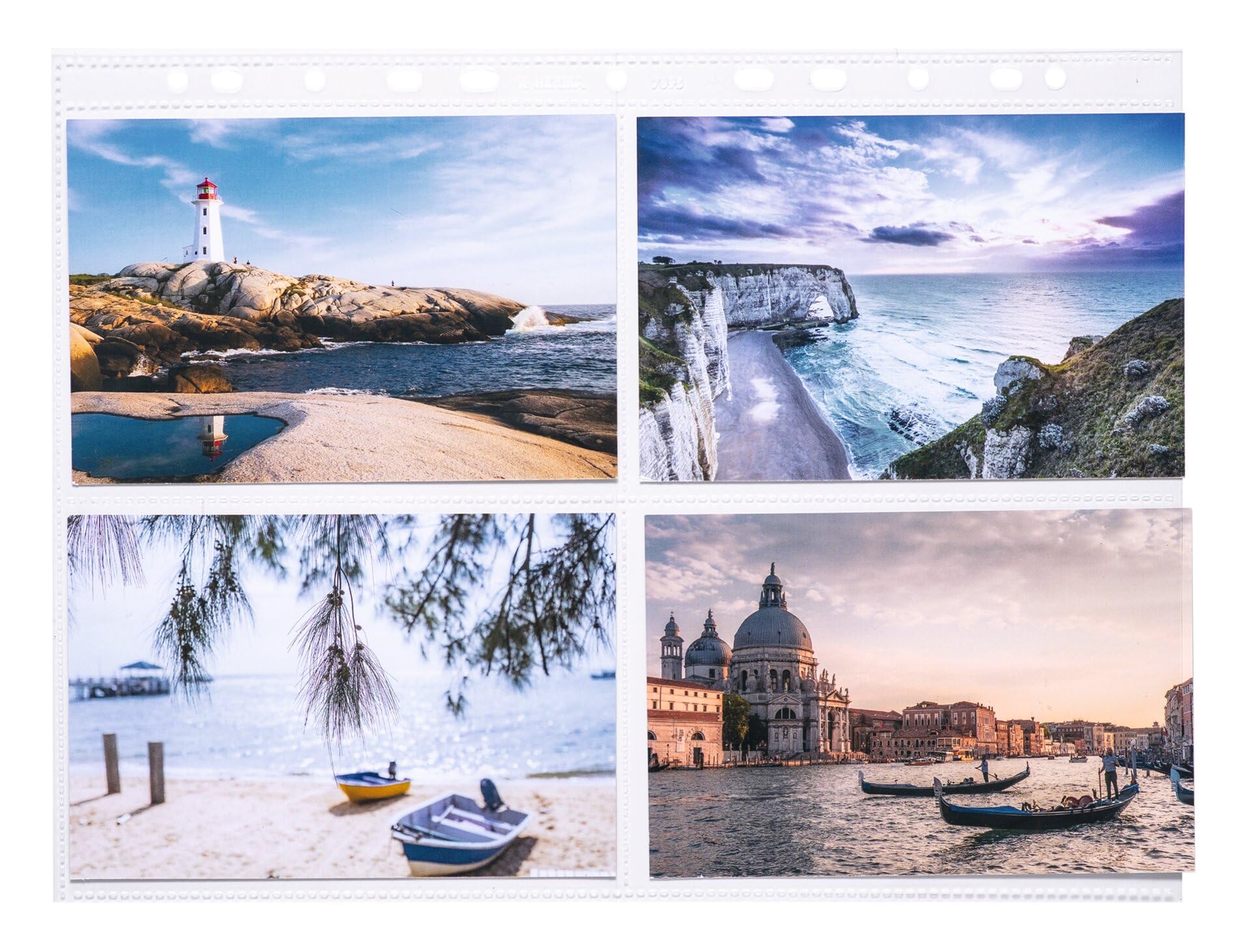 HERMA 7599 Fotohüllen für Ordner, 250 Stück, 10x15 cm, 4 Fächer geteilt, beidseitig sichtbar, Fotophan Fotosichthüllen Sammelhüllen Postkartenhüllen Prospekthüllen mit Eurolochung, transparent