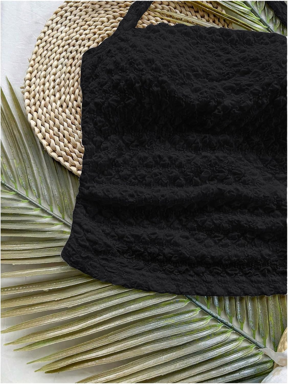 SOLY HUX Women's Halter Top Tie Back Textured Going Out Concert Beach Vacation Crop Tops Summer Sleeveless Camisole - Image 5