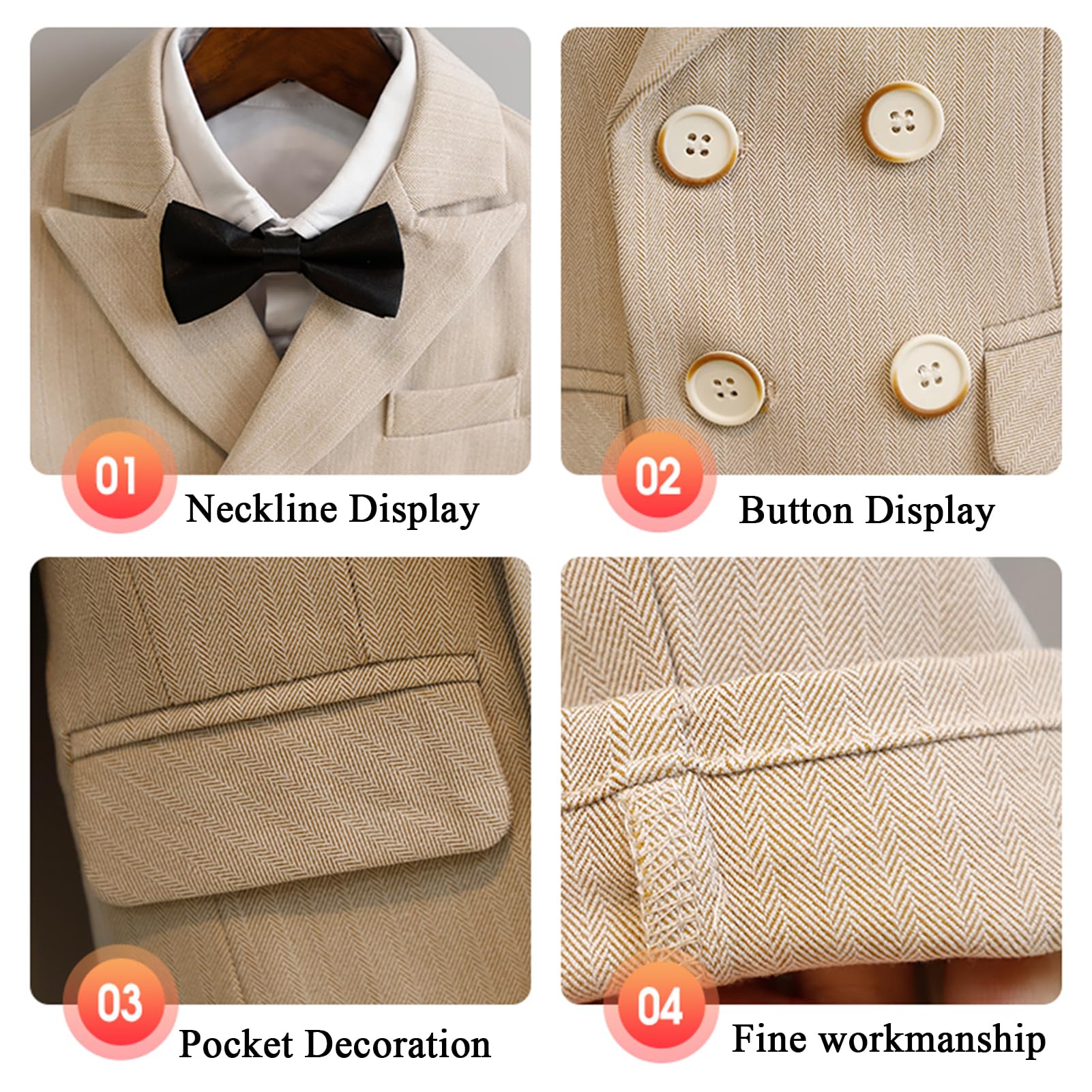 Traje de Caballero para Niños Trajes de Esmoquin de Caballeros para Fiesta Boda Ceremonia Bautizo Actuación