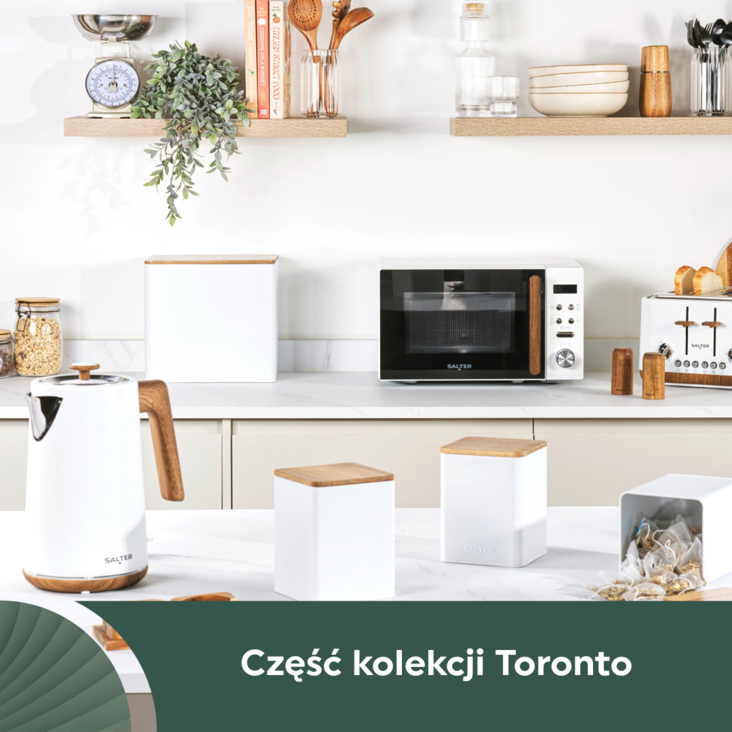 Salter EK5823WHT Toronto toster na 4 kromki – szerokie szczeliny, 6 poziomów opiekania, wyjmowana tacka na okruchy, funkcje rozmrazania, podgrzewania i anulowania. Samocentrowanie. Moc 1630 W.