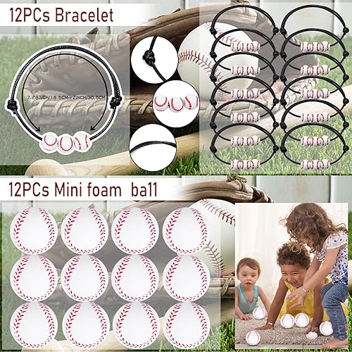 Miniatura 2 de 208 piezas de recuerdos de fiesta de béisbol con bolsas de fiesta de béisbol, silbato de béisbol, pulseras de bolas de béisbol de espuma, llaveros,