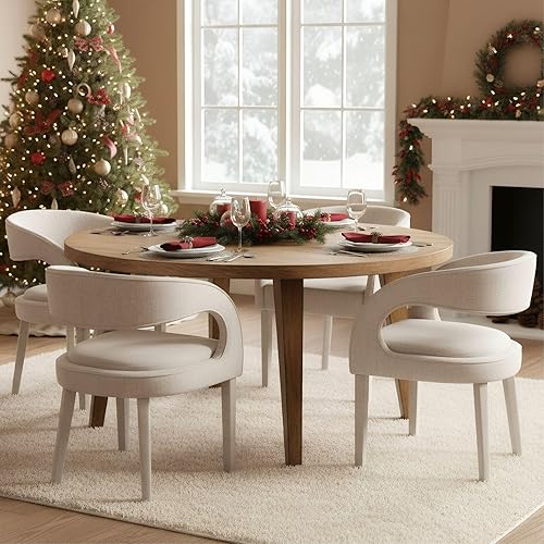 Miniatura 40 de Juego de 2 sillas de comedor de terciopelo verde, modernas sillas de comedor tapizadas con respaldo abierto y brazos, cómodas sillas laterales para