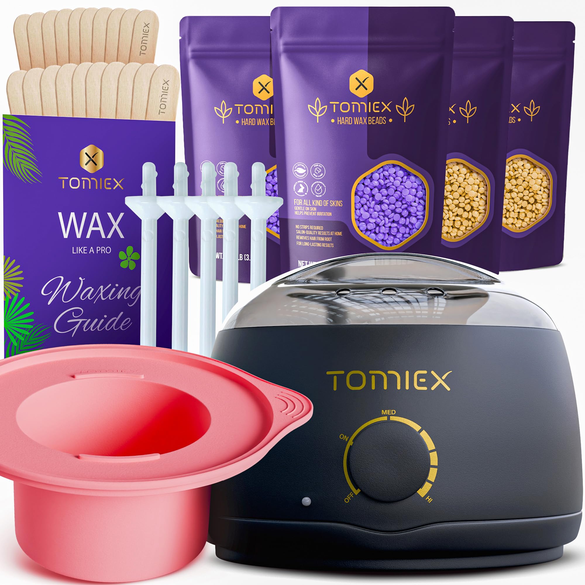 Kit ceretta per depilazione – scalda cera con grande vasetto in silicone e perle di cera dura per ceretta brasiliana, corpo, viso, sopracciglia e bikini, ideale per donne e uomini (nero Pro)