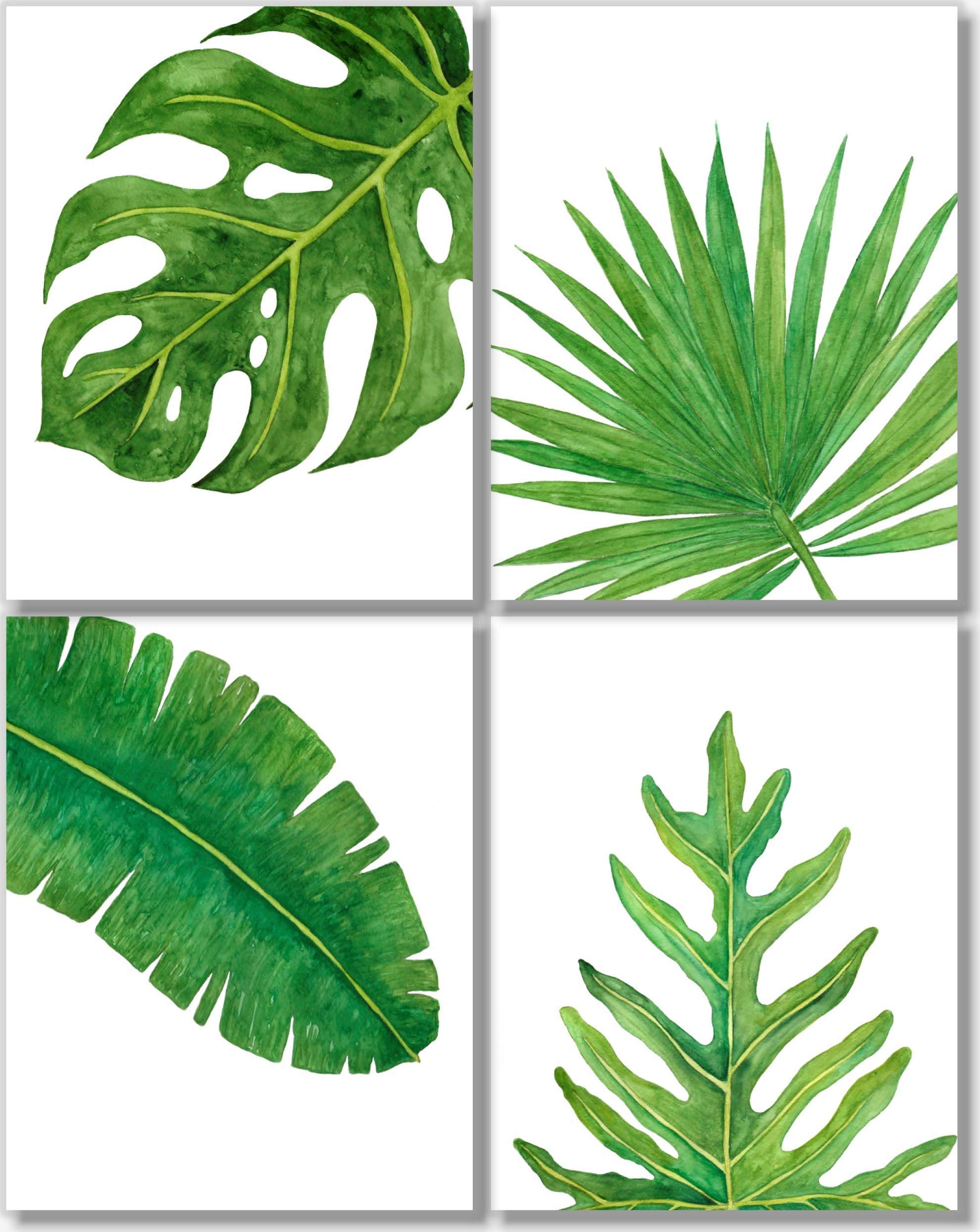 Buy Botanical Wall Art Green Leaf Wall Decor Set of 4 Watercolor