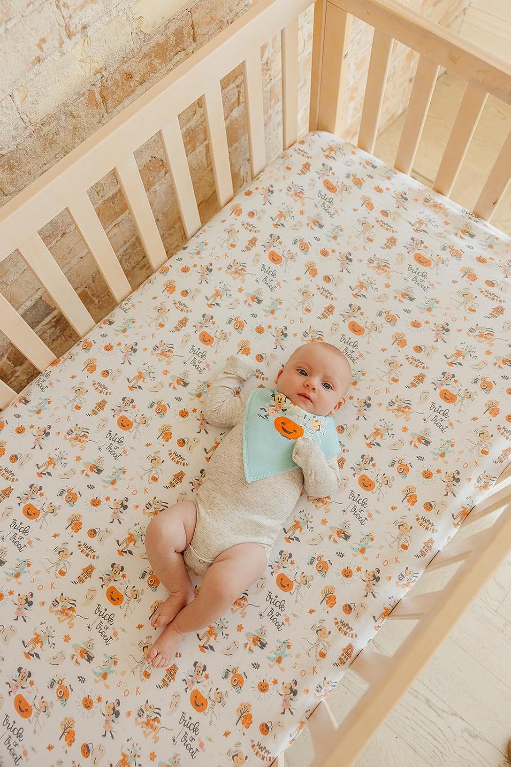 Copper Pearl Premium Fitted Knit Crib Sheet/Toddler Sheet 'Mickey Mouse's Boo Bash'