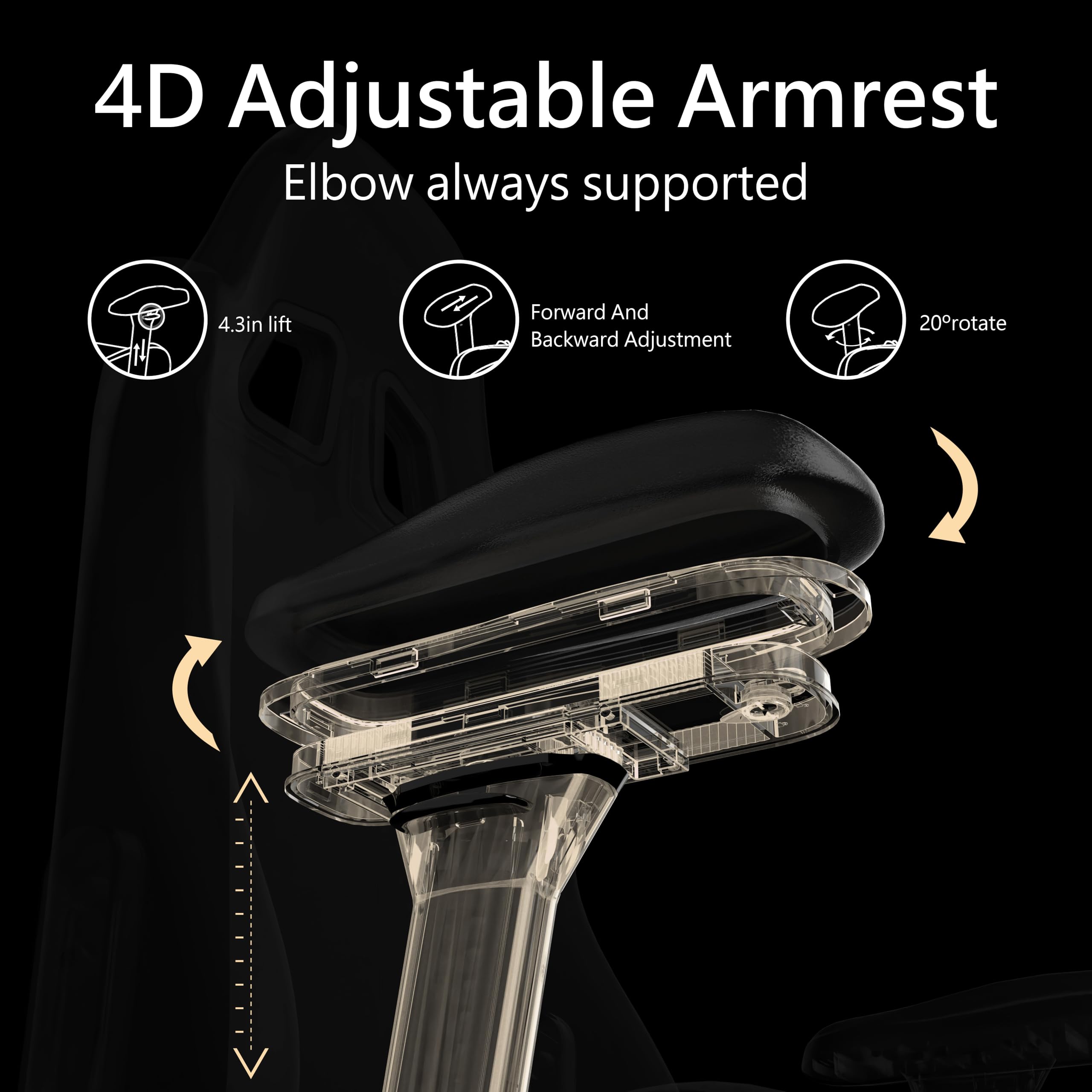 Silla de videojuegos, silla ergonómica negra para adultos, silla de jugador grande y alta con reposacabezas de espuma viscoelástica, reposabrazos ajustables 4D, respaldo alto reclinable de piel 3