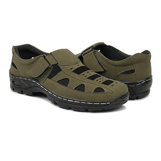 Degarro Men’s Suede Leather Sandals – Lightweight, Durable, and Comfortable Casual Sandals for Everyday Wear, Travel, and Outdoor Adventures (Olive Green, UK Footwear Size System, Adult, Men, Numeric, Medium, 8)