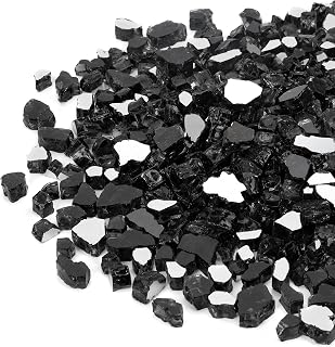 Mr. Fireglass 20 lb High Luster Fire Glass, 1/2 Inch Reflective Black | Tempered Glass Rocks, For Propane & Natural Gas Fire Pits, Fireplace and Landscape Decor, Outdoor and Indoor Use