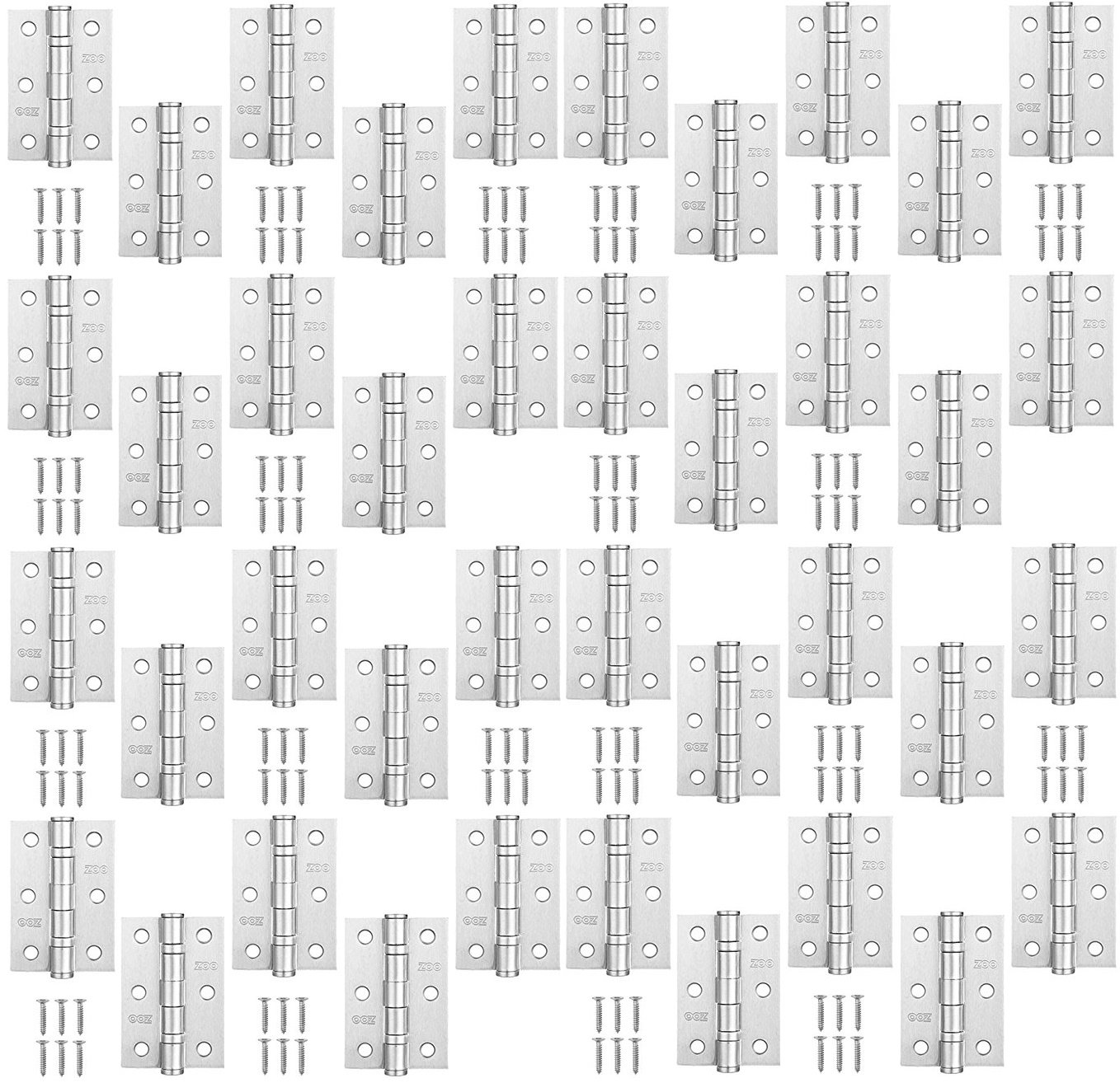 Zoo Hardware Chrome 20 Pairs Door Hinge 3" 75Mm Ball Bearing Hinges Satin Suit Internal Doors Pair (20)