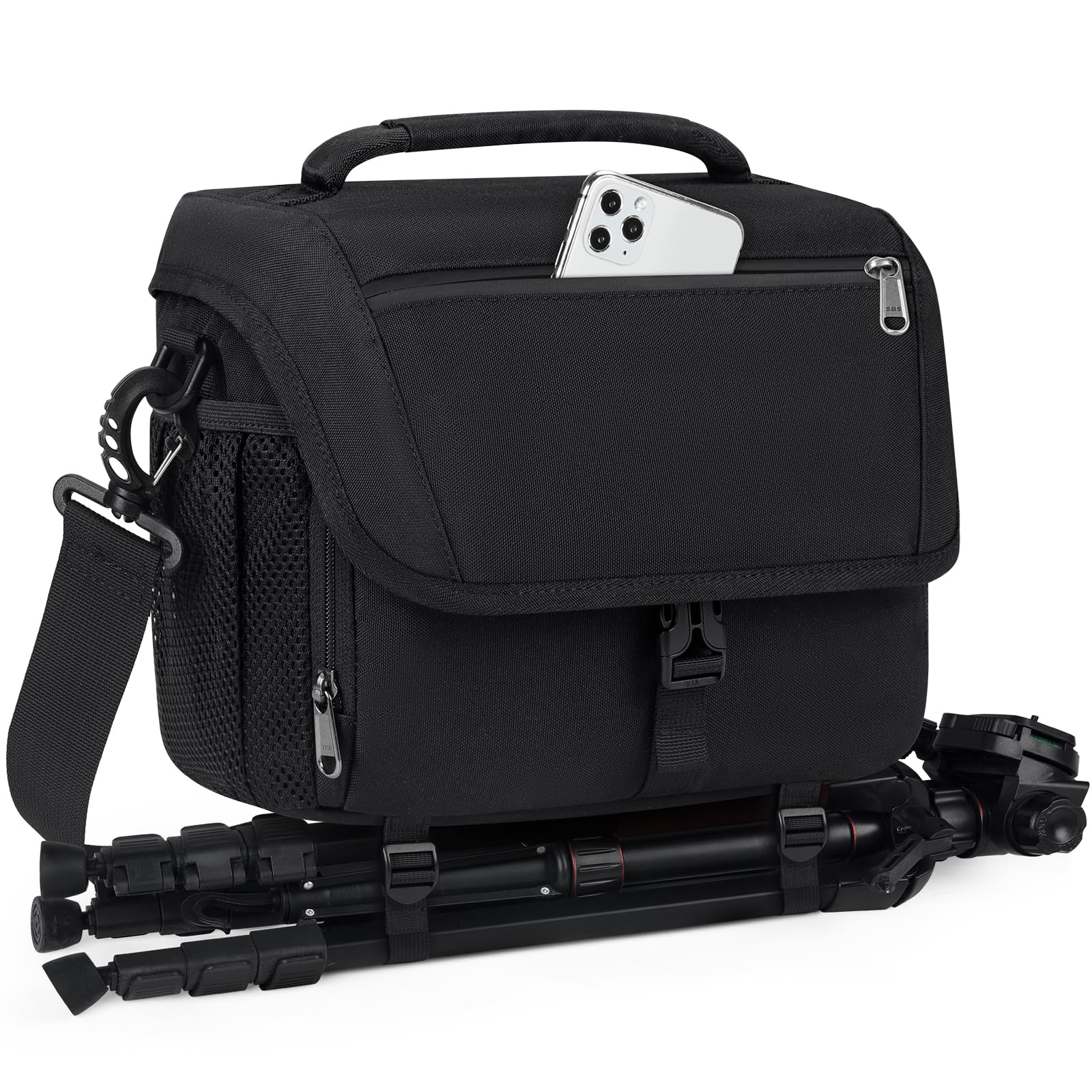 RAINSMORE Borsa Fotografica SLR DSLR Piccola Borsa Tracolla Macchina Fotografica Impermeabile Borse per Fotocamera Reflex con Tracolla Regolabile Nero