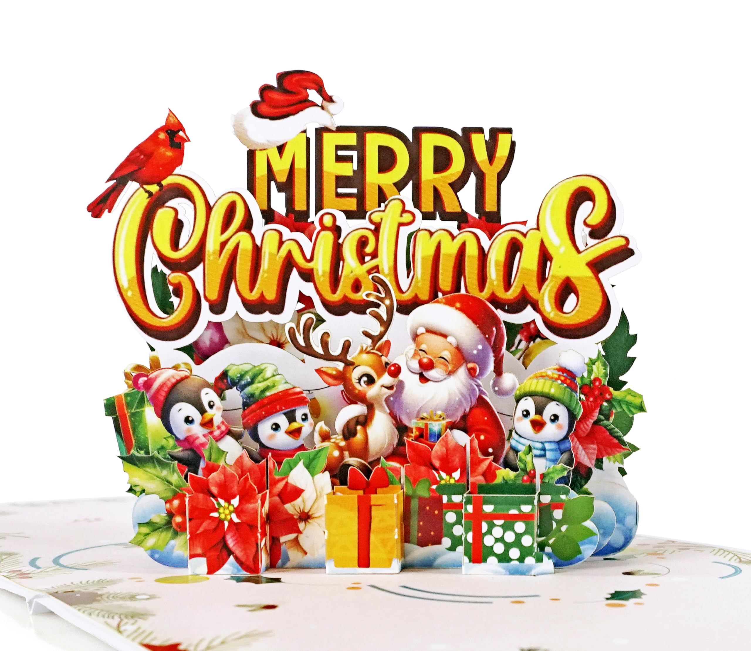 CUTPOPUP Merry Christmas Cards 2025, Pop Up Christmas Cards w Envelope, 3D Xmas Card