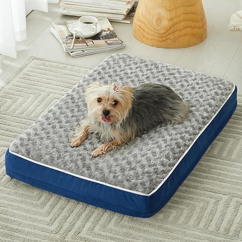 Vista 19 de WNPETHOME Cama ortopédica grande para perro, cama grande impermeable para perros con funda extraíble lavable y parte inferior antideslizante, Azul