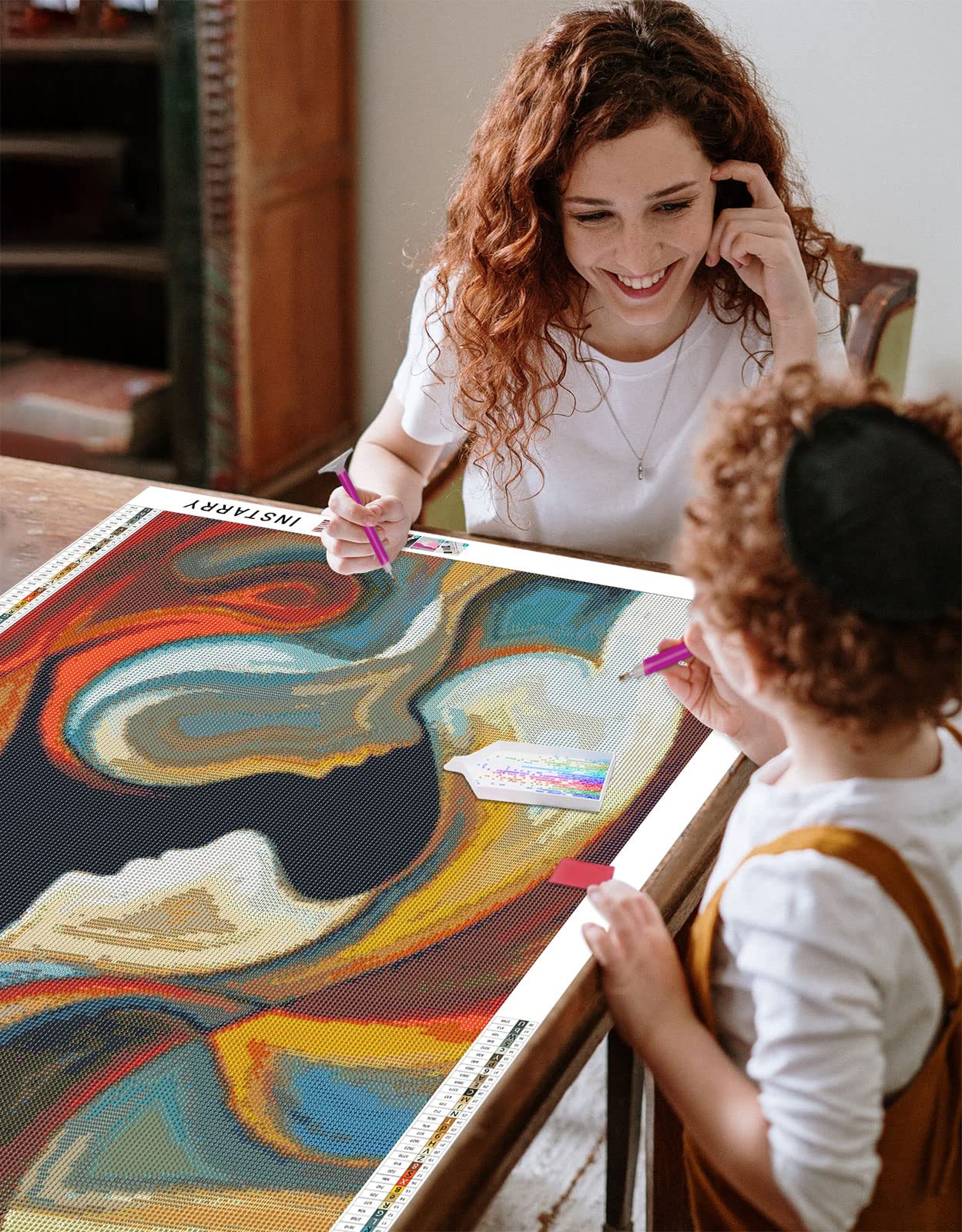 Instarry DIY Diamond Painting Kit 5D Full Amore Materno Disegni con Diamantini Quadri Soggiorno 90x60 cm