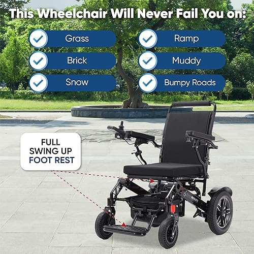 Miniatura 3 de Thrive Mobility Sillas de ruedas eléctricas plegables y de viaje para adultos mayores, silla de ruedas motorizadas (negro, 17 pulgadas de ancho de